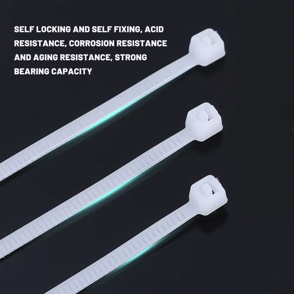 1000/100Pcs Nylon Self-locking Zip Ties