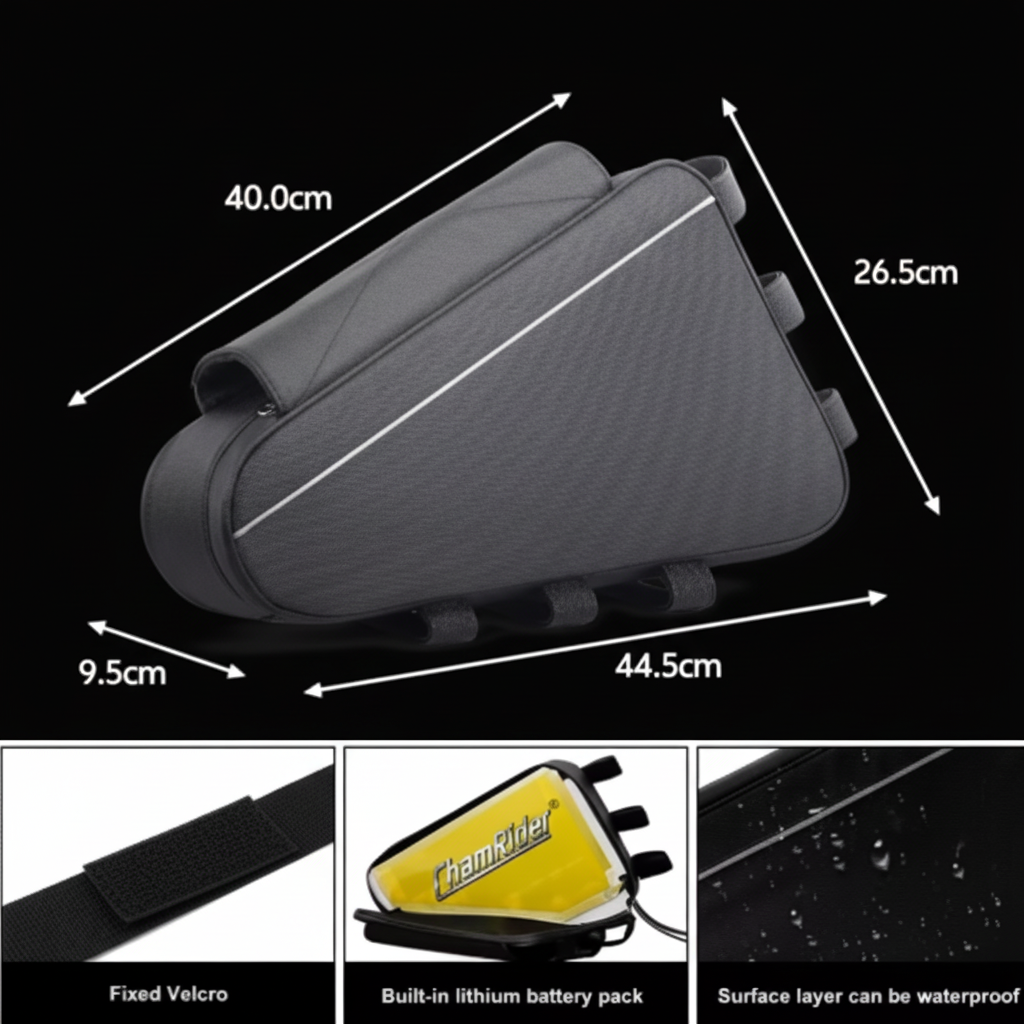Waterproof E-Bike Triangle Battery Bag – Velcro Mounted Storage Case
