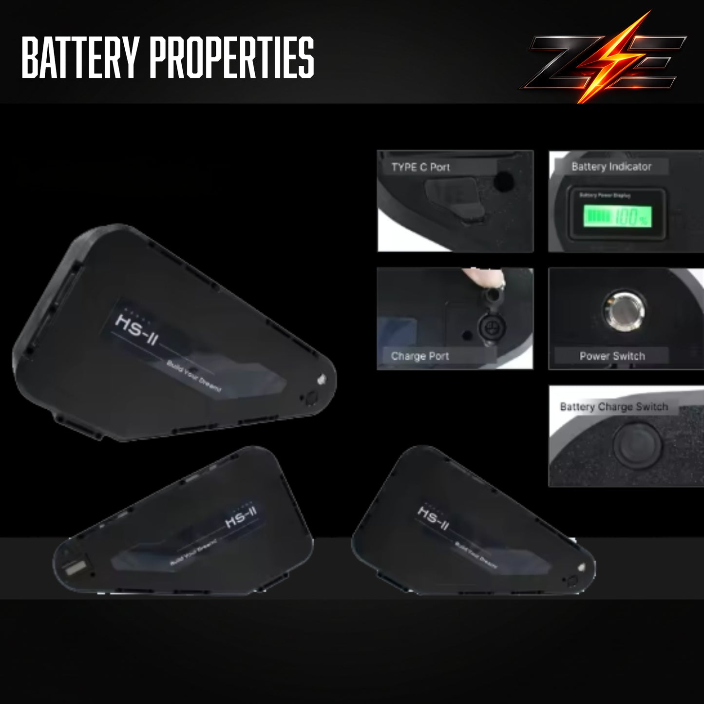 Zyvolt 72V 20Ah Lithium-Ion Triangle Hard-Case E-bike Battery