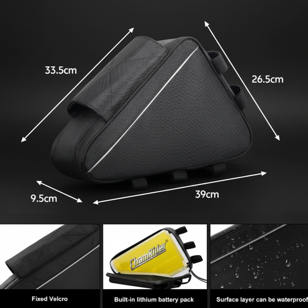 Waterproof E-Bike Triangle Battery Bag – Velcro Mounted Storage Case