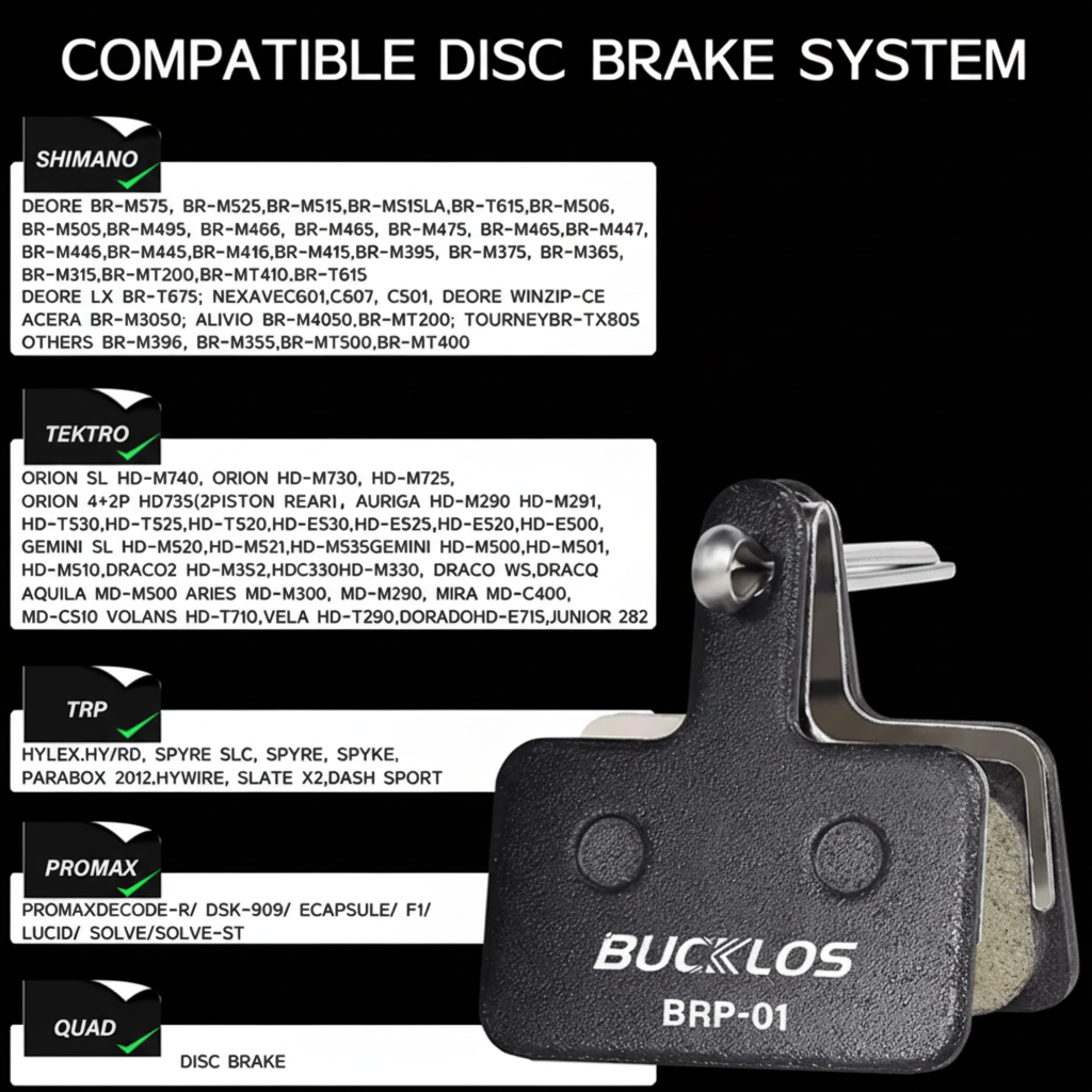 BUCKLOS BRP-01 Disc Brake Pads for Shimano / Tektro / TRP / Promax / Quad