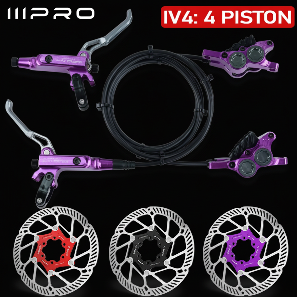 IIIPRO IV4 4-Piston Hydraulic Disc Brake Set with Rotors