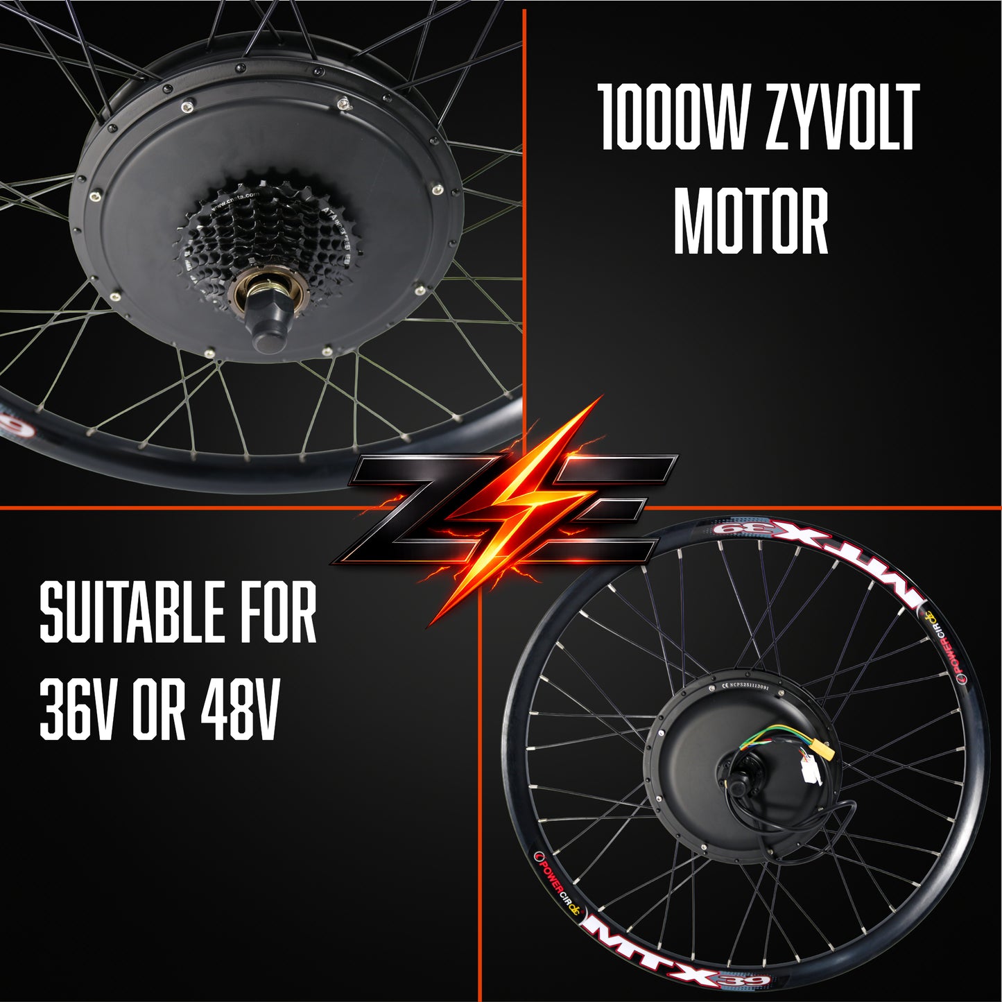 Zyvolt 1000W 48V 26A Rear-Wheel Conversion Kit