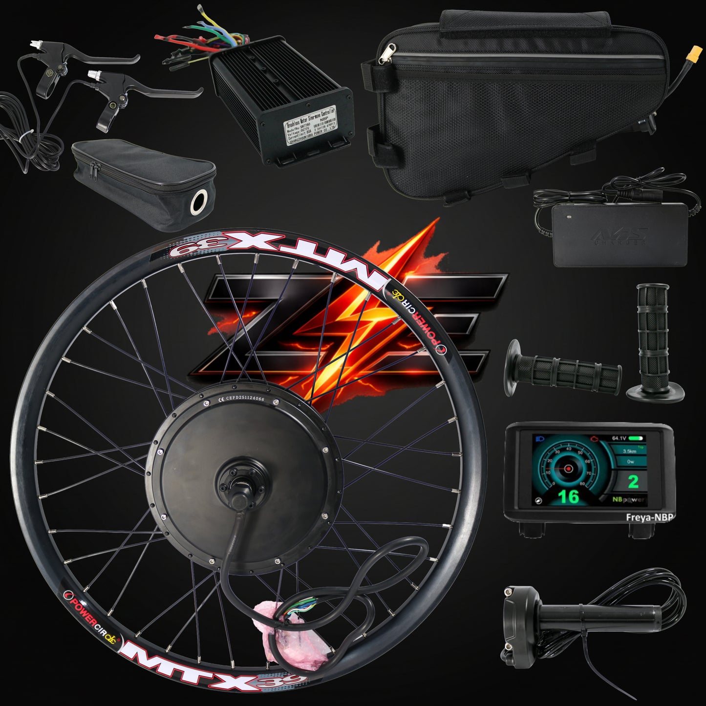 3000W "BEAST" Rear Wheel Conversion Kit With 72V 30Ah Triangle Lithium-ion Battery