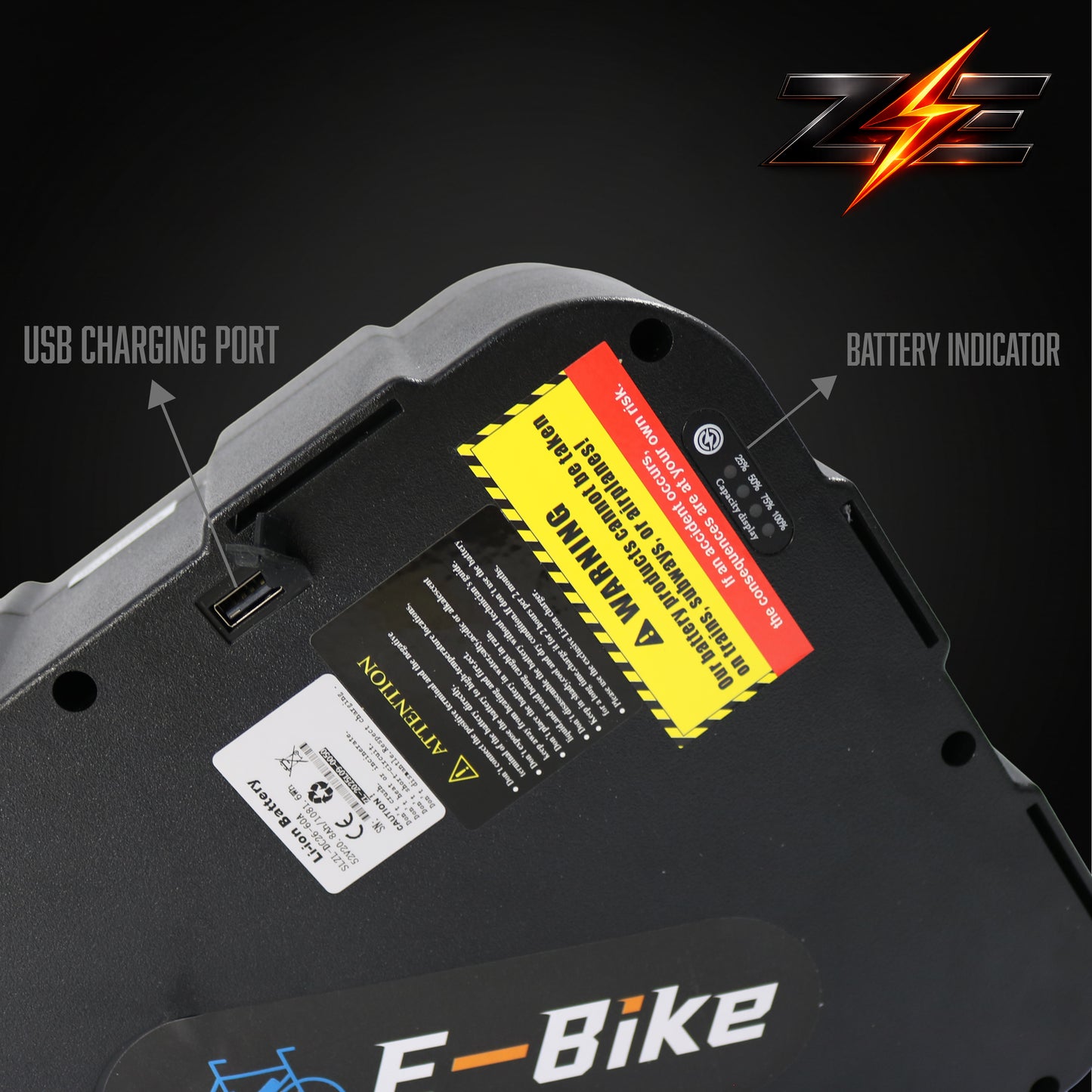 Zyvolt 52V 20Ah Lithium-Ion Triangle Hard-case E-bike Battery