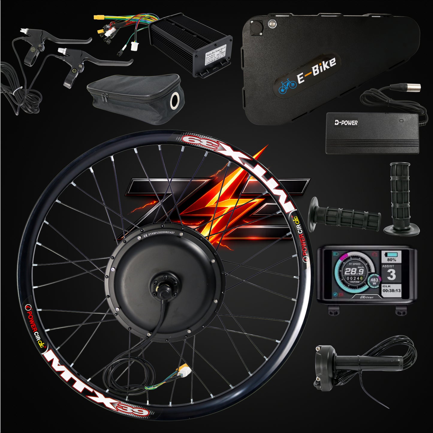 2000W Rear Wheel Conversion Kit With 52V Triangle Lithium-ion Battery